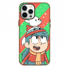 Hilda Phone Case For iPhone Samsung Galaxy Pixel OnePlus Vivo Xiaomi Asus Sony Motorola Nokia - Twig And Hilda Smiling Snow Portrait In Stripe Background