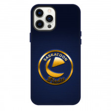 Saskatoon Blades Phone Case For iPhone Samsung Galaxy Pixel OnePlus Vivo Xiaomi Asus Sony Motorola Nokia - Logo In Gold And Blue Background