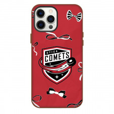 Utica Comets Phone Case For iPhone Samsung Galaxy Pixel OnePlus Vivo Xiaomi Asus Sony Motorola Nokia - Logo Ribbon In Red Background