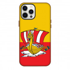 Baie Comeau Drakkar Phone Case For iPhone Samsung Galaxy Pixel OnePlus Vivo Xiaomi Asus Sony Motorola Nokia - Logo In Yellow Red Background