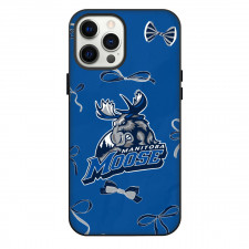 Manitoba Moose Phone Case For iPhone Samsung Galaxy Pixel OnePlus Vivo Xiaomi Asus Sony Motorola Nokia - Logo Ribbon In Blue Background