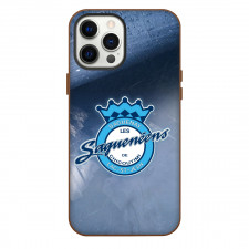 Chicoutimi Sagueneens Phone Case For iPhone Samsung Galaxy Pixel OnePlus Vivo Xiaomi Asus Sony Motorola Nokia - Logo In Ice Background