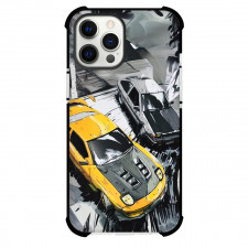 Initial D AE86 Phone Case For iPhone Samsung Galaxy Pixel OnePlus Vivo Xiaomi Asus Sony Motorola Nokia - AE86 Vs RX-7 FD3S Grey & Yellow Car Race Sketch