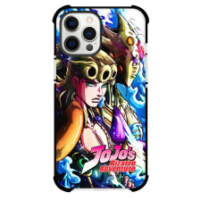 JoJo's Bizarre Adventure Giorno Giovanna Gold Experience Requiem Phone Case For iPhone and Samsung Galaxy Devices - Giovanna Gold Experience Requiem Side Portrait On Blue Background