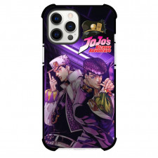 JoJo's Bizarre Adventure Jotaro Kujo Josuke Higashikata Phone Case For iPhone and Samsung Galaxy Devices - Jotaro Kujo Josuke Higashikata Side Portrait On Purple Background