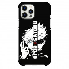Jujutsu Kaisen Satoru Gojo Phone Case For iPhone And Samsung Galaxy Devices - Satoru Gojo Half Portrait On Black Background