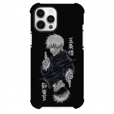 Jujutsu Kaisen Satoru Gojo Phone Case For iPhone And Samsung Galaxy Devices - Satoru Gojo Upside Down Portrait On Black Background