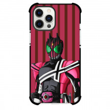 Kamen Rider Decade Case For iPhone Samsung Galaxy Pixel OnePlus Vivo Xiaomi Asus Sony Motorola Nokia - Decade Portrait In Brown Pink Stripe Background