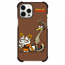 Kung Fu Panda Phone Case For iPhone And Samsung Galaxy Devices - Kung Fu Panda Shifu And Ping Standing On Brown Background