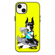 Kaiju Girl Caramelise Kuroe Akaishi Phone Case For iPhone Samsung Galaxy Pixel OnePlus Vivo Xiaomi Asus Sony Motorola Nokia - Kuroe Akaishi Biting Miniature Tank On Yellow Background