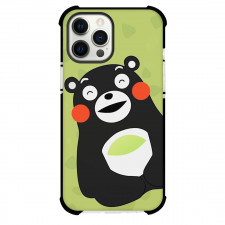 Kumamon Phone Case For iPhone Samsung Galaxy Pixel OnePlus Vivo Xiaomi Asus Sony Motorola Nokia - Kumamon Mascot Enjoy Drink with Green Pattern Background