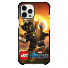 LEGO Marvel Avengers Black Panther Phone Case For iPhone And Samsung Galaxy Devices - Black Panther Classic Black Standing On Sunset Background