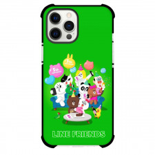 LINE Friends Phone Case For iPhone And Samsung Galaxy Devices - LINE Friends Brown And Cony 5th Anniversary Green Background