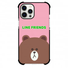 LINE Friends Brown Phone Case For iPhone And Samsung Galaxy Devices - Brown Avatar On Pink Background