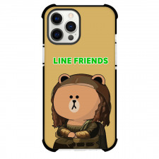 LINE Friends Brown Phone Case For iPhone And Samsung Galaxy Devices - Brown Crossover With Mona Lisa Portrait