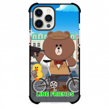 LINE Friends Phone Case For iPhone And Samsung Galaxy Devices - LINE Friends Brown And Sally Riding Cycle In London City