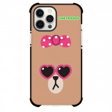 LINE Friends Choco Phone Case For iPhone And Samsung Galaxy Devices - Choco Avatar Wearing Heart Shape Sunglass