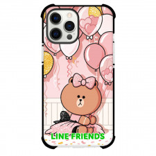 LINE Friends Choco Phone Case For iPhone And Samsung Galaxy Devices - Choco Birthday Baloon Pink Background