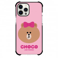 LINE Friends Choco Phone Case For iPhone And Samsung Galaxy Devices - Choco Head Portrait On Pink Background
