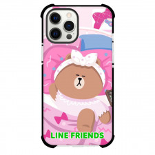 LINE Friends Choco Phone Case For iPhone And Samsung Galaxy Devices - Choco Sleeping On Her Bed Pink Background