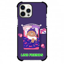 LINE Friends Choco Phone Case For iPhone And Samsung Galaxy Devices - Choco Sleeping On Her Bed Purple Background