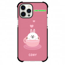 LINE Friends Cony Phone Case For iPhone And Samsung Galaxy Devices - Cony Inside A Cup Pink Background