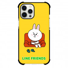 LINE Friends Cony Phone Case For iPhone And Samsung Galaxy Devices - Cony Sitting On A Sofa Yellow Background