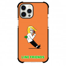 LINE Friends James Phone Case For iPhone And Samsung Galaxy Devices - James Holding Rose On Orange Background
