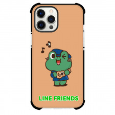 LINE Friends Leonard Phone Case For iPhone And Samsung Galaxy Devices - Leonard Singing On Brown Background