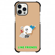 LINE Friends Moon Phone Case For iPhone And Samsung Galaxy Devices - Moon Studying Poster Brown Background