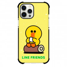 LINE Friends Sally Phone Case For iPhone And Samsung Galaxy Devices - Sally Sitting Poster On Yellow Background
