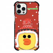 LINE Friends Sally Phone Case For iPhone And Samsung Galaxy Devices - Sally Under Snowfall On Red Background