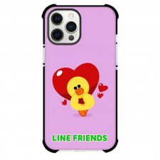 LINE Friends Sally Phone Case For iPhone And Samsung Galaxy Devices - Sally Standing Inside Heart Shape On Purple Background