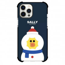 LINE Friends Sally Phone Case For iPhone And Samsung Galaxy Devices - Sally Wearing Snowman On Black Background