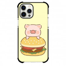 LuLu Pig For iPhone Samsung Galaxy Pixel OnePlus Vivo Xiaomi Asus Sony Motorola Nokia - Lulu Pig Eating Burger Illustration