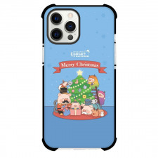 LuLu Pig For iPhone Samsung Galaxy Pixel OnePlus Vivo Xiaomi Asus Sony Motorola Nokia - Merry Christmas Blue Background