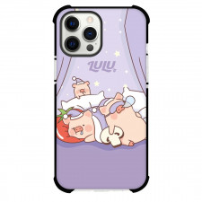 LuLu Pig For iPhone Samsung Galaxy Pixel OnePlus Vivo Xiaomi Asus Sony Motorola Nokia - Lulu Pig Sleeping In Purple Bed Illustration