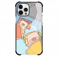 LuLu Pig For iPhone Samsung Galaxy Pixel OnePlus Vivo Xiaomi Asus Sony Motorola Nokia - Lulu Pig Sleeping In Yellow Bed Illustration