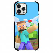 Minecraft Steve Phone Case For iPhone Samsung Galaxy Pixel OnePlus Vivo Xiaomi Asus Sony Motorola Nokia - Steve Holding A Rose