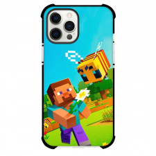Minecraft Steve Phone Case For iPhone Samsung Galaxy Pixel OnePlus Vivo Xiaomi Asus Sony Motorola Nokia - Steve Taming A Bee