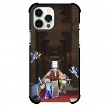 Minecraft Phone Case For iPhone Samsung Galaxy Pixel OnePlus Vivo Xiaomi Asus Sony Motorola Nokia - Steve And Alex Fighting In Mansion