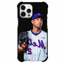 MLB Max Scherzer Phone Case For iPhone And Samsung Galaxy Devices - Max Scherzer Texas Rangers Portrait On Black Background
