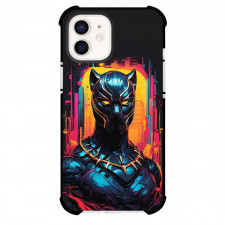 Marvel Black Panther Phone Case For iPhone And Samsung Galaxy Devices - Black Panther Portrait Neon Background