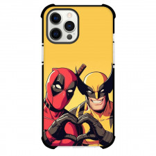 Deadpool & Wolverine Case For iPhone Samsung Galaxy Pixel OnePlus Vivo Xiaomi Asus Sony Motorola Nokia - Heart Gesture Minimalist Yellow Background