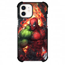 Marvel Deadpool Phone Case For iPhone And Samsung Galaxy Devices - Deadpool X Hulk Fire Background Illustration