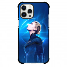 The Fantastic Four Susan Storm Phone Case For iPhone Samsung Galaxy Pixel OnePlus Vivo Xiaomi Asus Sony Motorola Nokia - Susan Storm Looking Up On Blue Background
