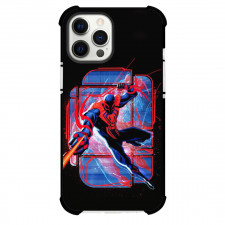 Spider Man Across The Spider Verse Spider Man 2099 Phone Case For iPhone And Samsung Galaxy Devices - Spider Man 2099 Swinging On Black Background