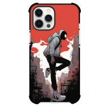 Spider Man Across The Spider Verse Miles Morales Phone Case For iPhone And Samsung Galaxy Devices - Miles Morales Side Portrait On Red Background