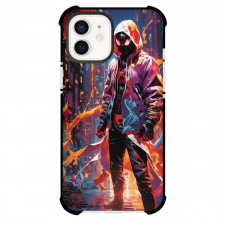 Marvel Spider Man Across The Spider Verse MIles Morales Phone Case For iPhone And Samsung Galaxy Devices - Spider Miles Morales In Flames Vector Art