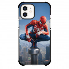 Marvel Spider Man Phone Case For iPhone And Samsung Galaxy Devices - Spider Man On Top Pole 3D City Background